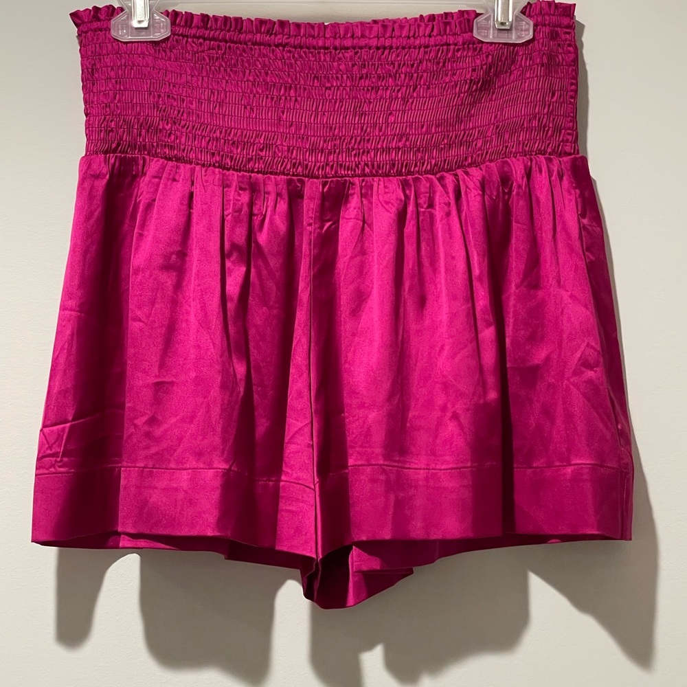 TCEC High Waisted Stretch Flowy Pink Satin Women's Shorts Sz M